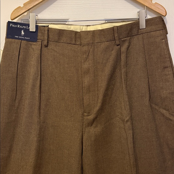 NWT Men’s Polo Ralph Lauren Brown Wool Herringbone Siena Pant 36x32 - Picture 1 of 8